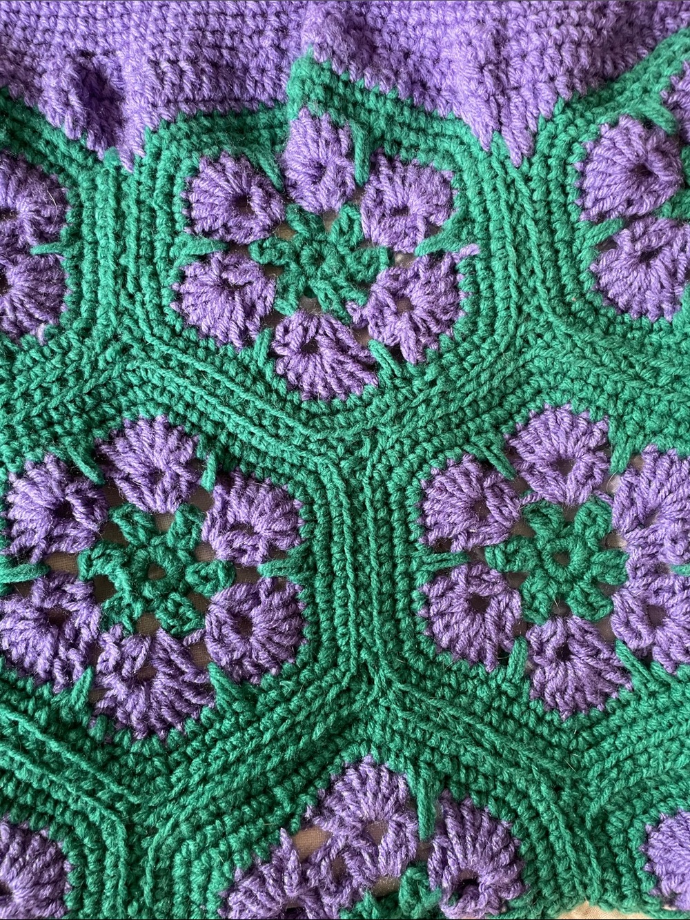 Handmade Purple Crocheted Crossbody Bag with Pink Elephant Lining - Picture 2 of 6